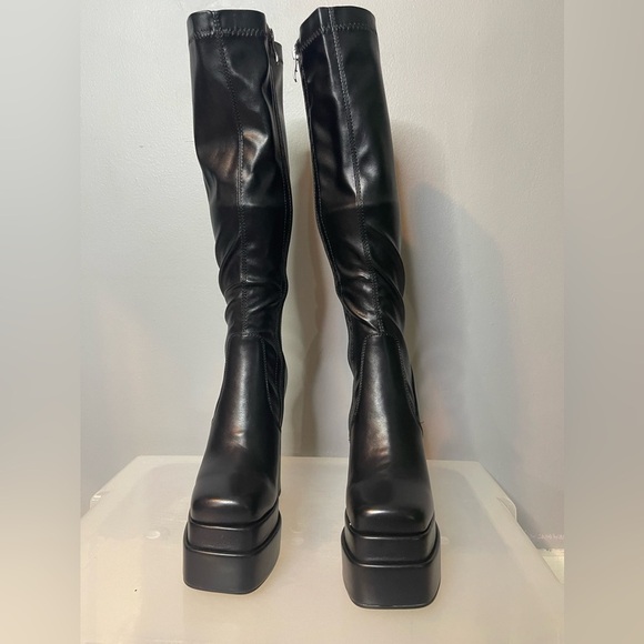 wetkiss Stacked Platform Knee High Boots for Women With High Chunky Heel Gogo 8 - Picture 9 of 14